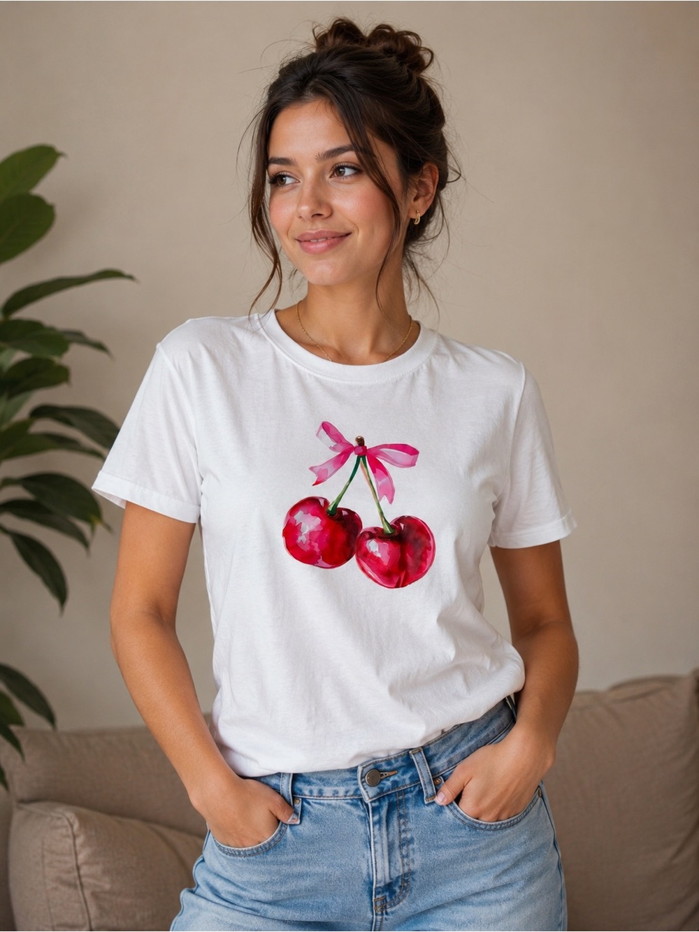 White Cherry Graphic T shirt